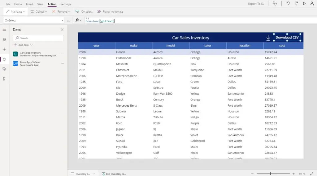 Power Apps Export To Excel As A CSV File