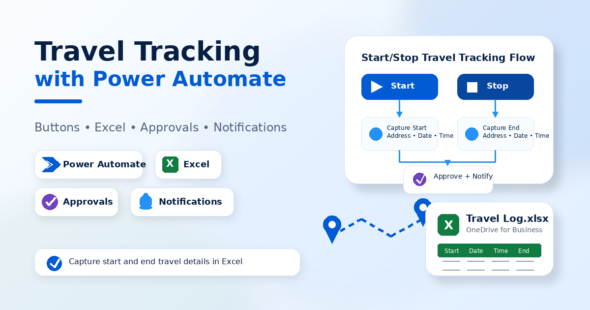Track Travel Time with Power Automate Buttons, Excel, Approvals, and Notifications